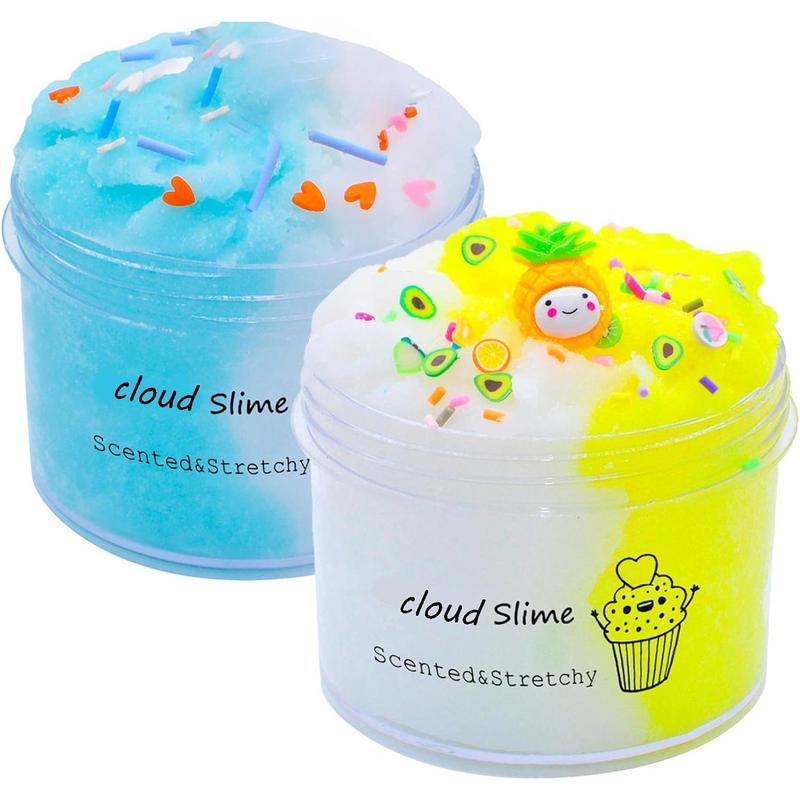 2Color Cloud Slime,Non-Sticky and Super Soft Scented Slime,Birthday Gifts Party Favors for Girl and Boys,Stress Relief Toy.