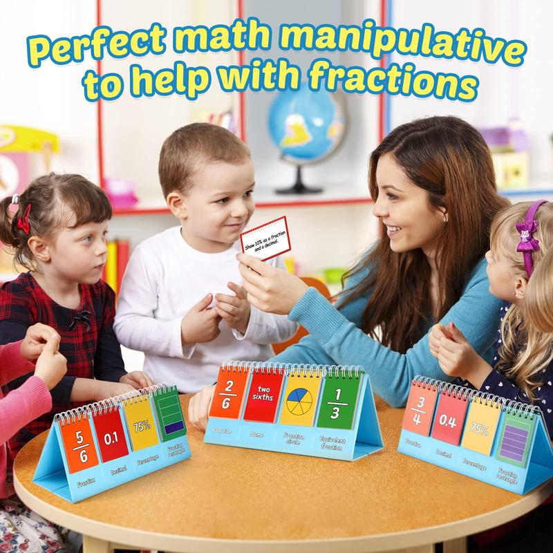 Torlam Fraction Manipulatives for Elementary School, Fraction Circles & Percentage & Decimal Flip Chart, Math Games Math Manipulatives for 1st, 2nd, 3rd, 4th, 5th, 6th Grade Homeschool Supplies