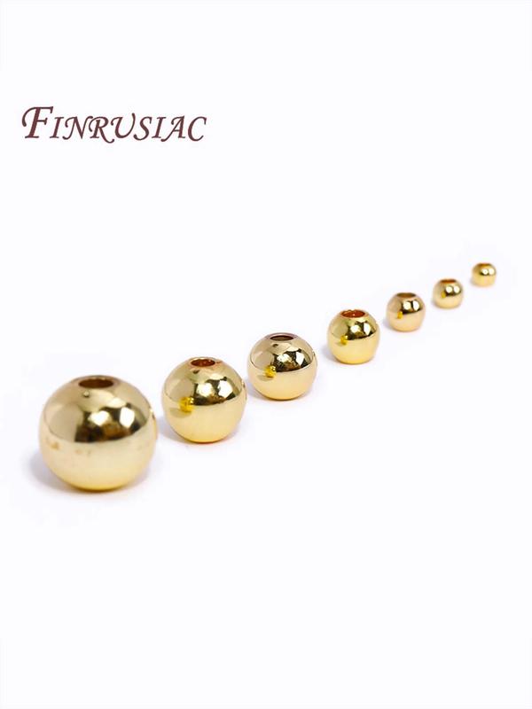 18K Gold Plated Bead Separator, Smooth Round Seamless Beads Spacers Bead for DIY Jewelry Making Supplies