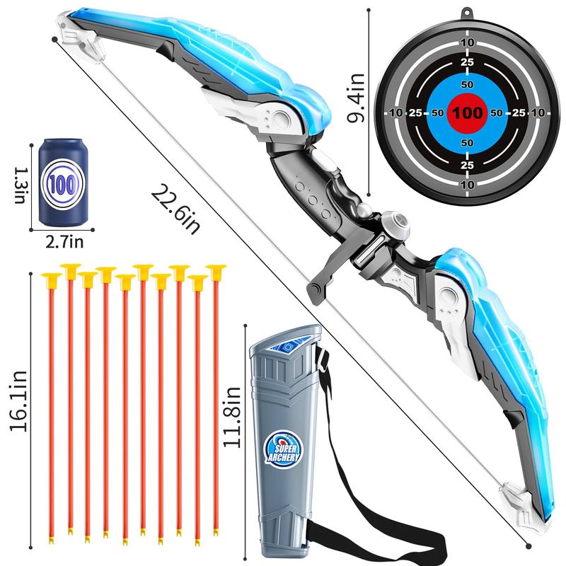 Bow and Arrow for , LED Light Up Archery Toy with 10 Suction Cup Arrows, 4 Target & Quiver, Indoor Outdoor Sport Toys, Birthday Gift Toys for