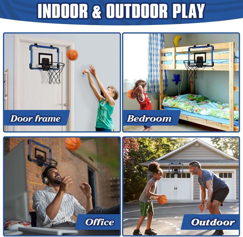 Indoor Mini Basketball Hoop for Door Over The Door Basketball Mini Hoop with Balls, Foldable Basketball Hoop for Wall & Room Basketball Toy Gift