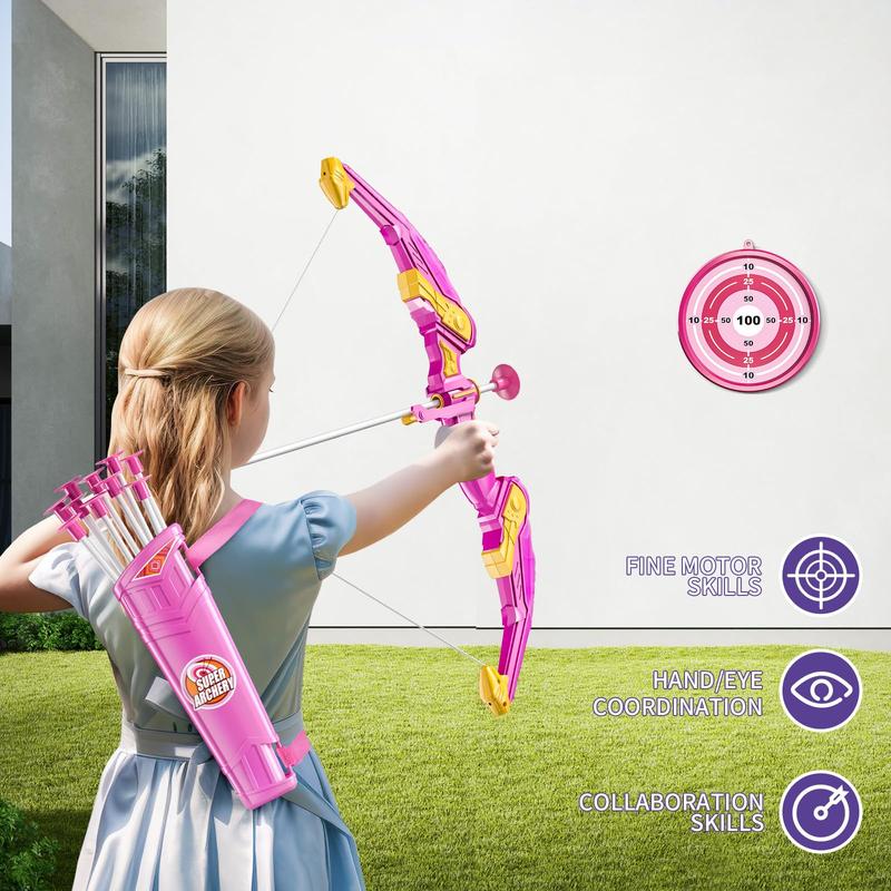 Bow and Arrow for , LED Light Up Archery Toy with 10 Suction Cup Arrows, 4 Target & Quiver, Indoor Outdoor Sport Toys, Birthday Gift Toys for