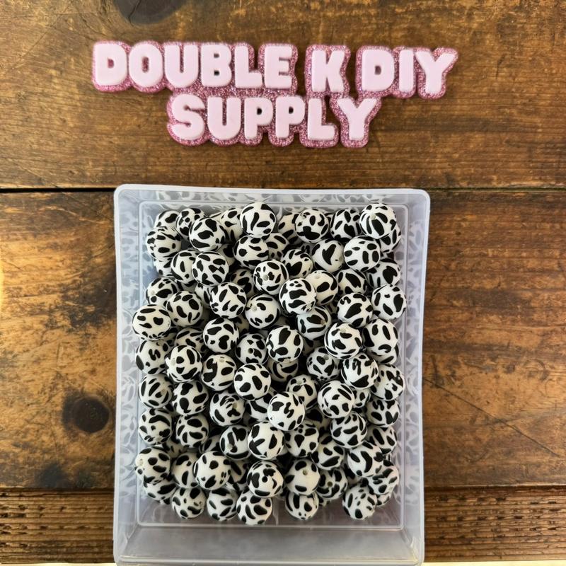 15mm Printed Silicone Beads - 10pc