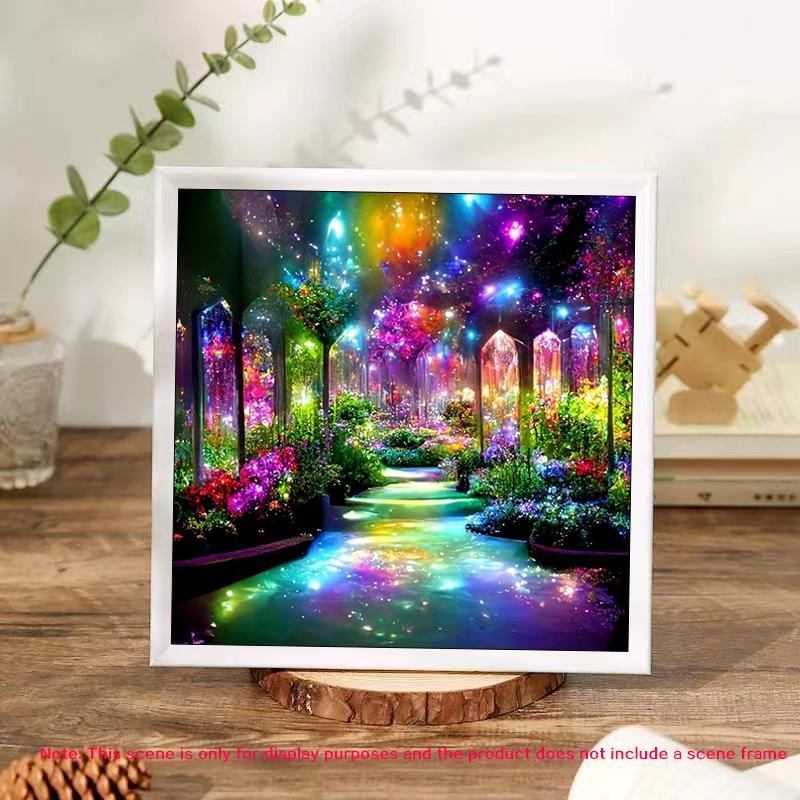 5D DIY Diamond Art Colorful Painting Kit, 1 Set Dreamy Flower Scenery Pattern DIY Diamond Art Colorful Painting without Frame, Handmade Art Crafts for Home Decor, Christmas Gift