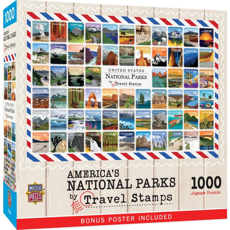 MasterPieces - National Parks Travel Stamps 1000 Piece Jigsaw Puzzle