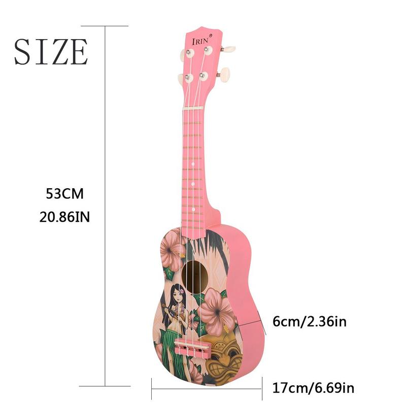 21 Inch Ukulele, Flower Pattern Ukulele Guitar, Hawaiian Guitar, Musical Instrument for Beginners, Gift for Friends