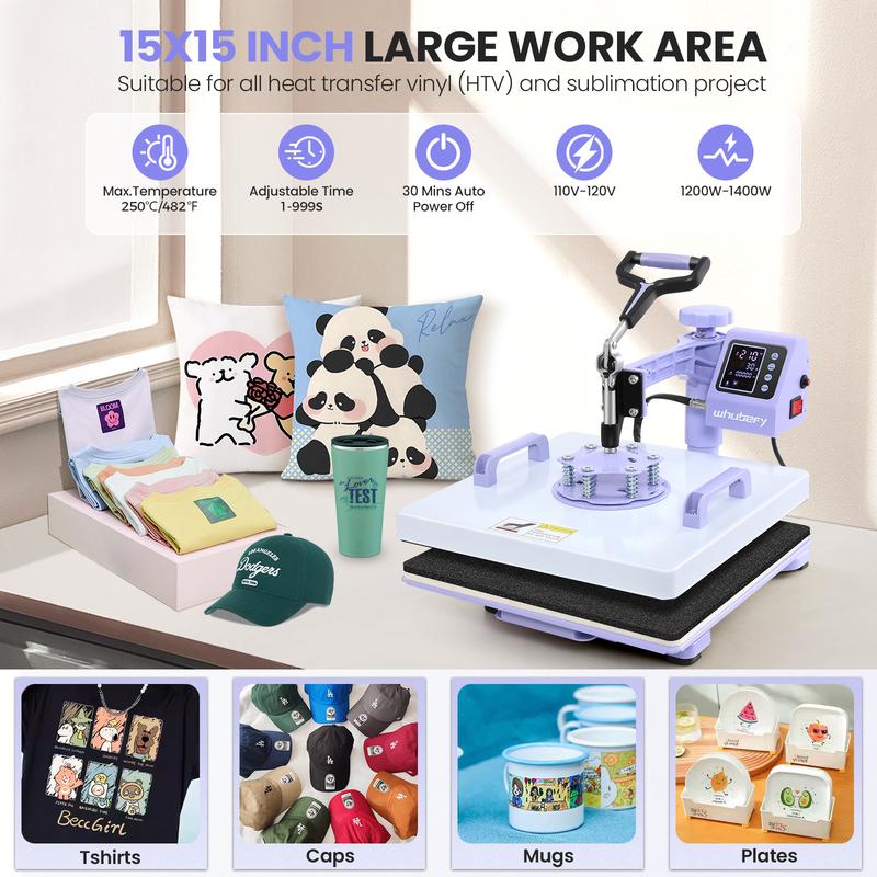 AKEYDIY 5 in 1 Heat Press Machine Professional Sublimation Machine 15