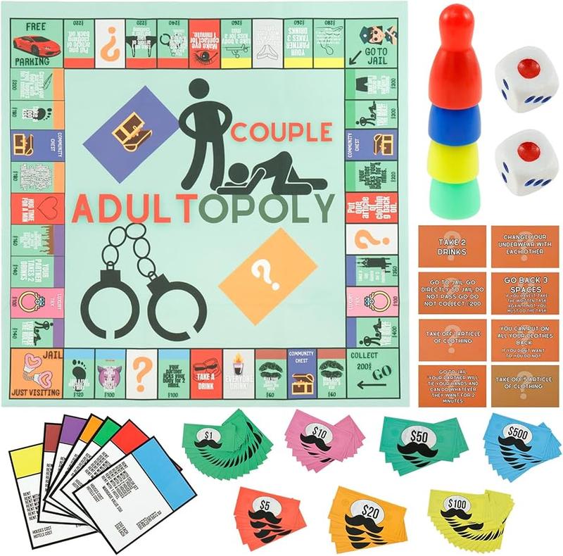 Adultopoly Board Games, Couple Games Card Board Game Props, Adultopoly Couple Game Card Board Game,Couple Adultopoly Board Game, Birthday Date Night Gifts for Husband Wife