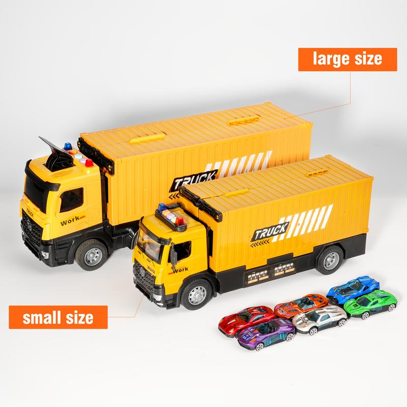 Construction Truck Toys Set - 3-6+ Years Old Boys' Carrier Truck with Crane, Excavator, Bulldozer, Dump Trucks, Cement Truck, Alloy Vehicle Toys