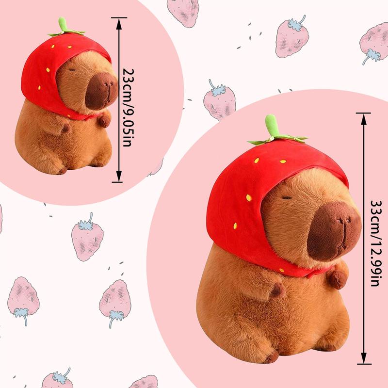 Strawberry Capybara Plush Toy, Summer Gifts, Cute Capybara Anime Fluffy Toy, Creative Birthday and Holiday Gift Options, Room Decor, Thanksgiving, Chrismats Gift Set