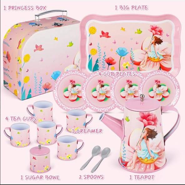 Children's afternoon tea set, birthday gift for 3,4,5,6,7,8 years old girls, toddler kitchen toys