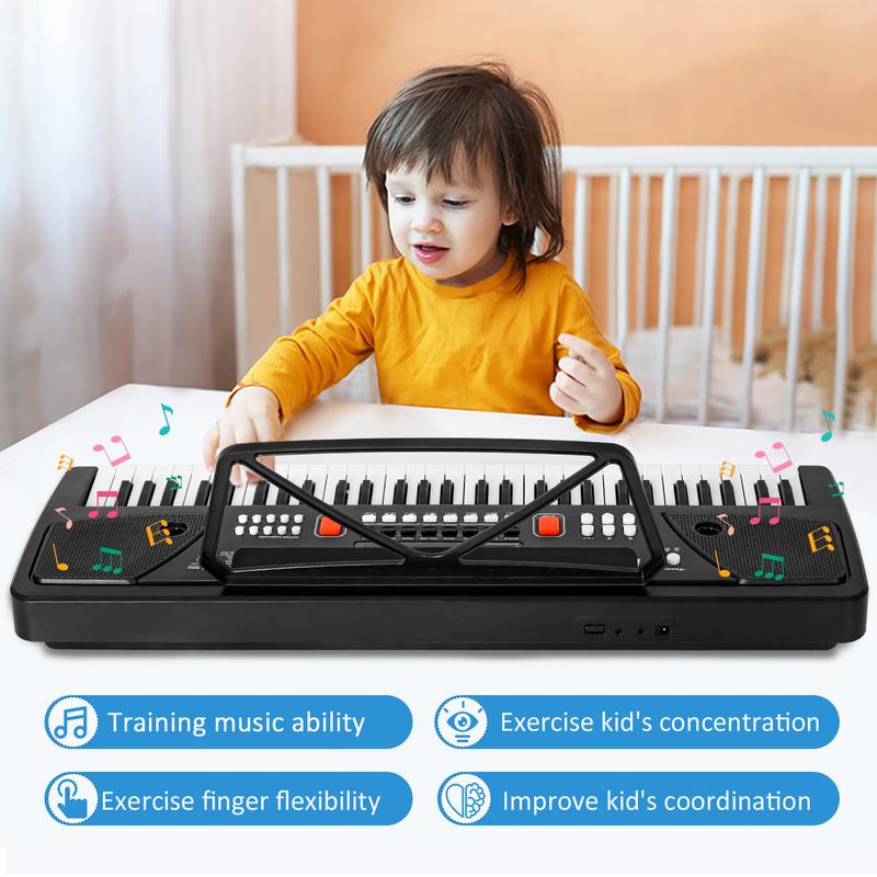 M SANMERSEN Piano for Kids with Microphone, Keyboard Piano for Beginners Electronic Keyboard 61 Keys with Dual Speakers LED Display AUX-in Jack Music Stand Piano Toys for Boys Girls Ages 3-12