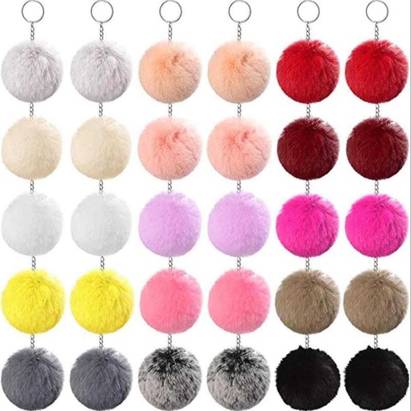 Mixed Color Plush Ball Keychain Making Materials Set, 80pcs set DIY Jewelry Making Supplies for Women & Teenager, DIY Jewelry Making Accessories