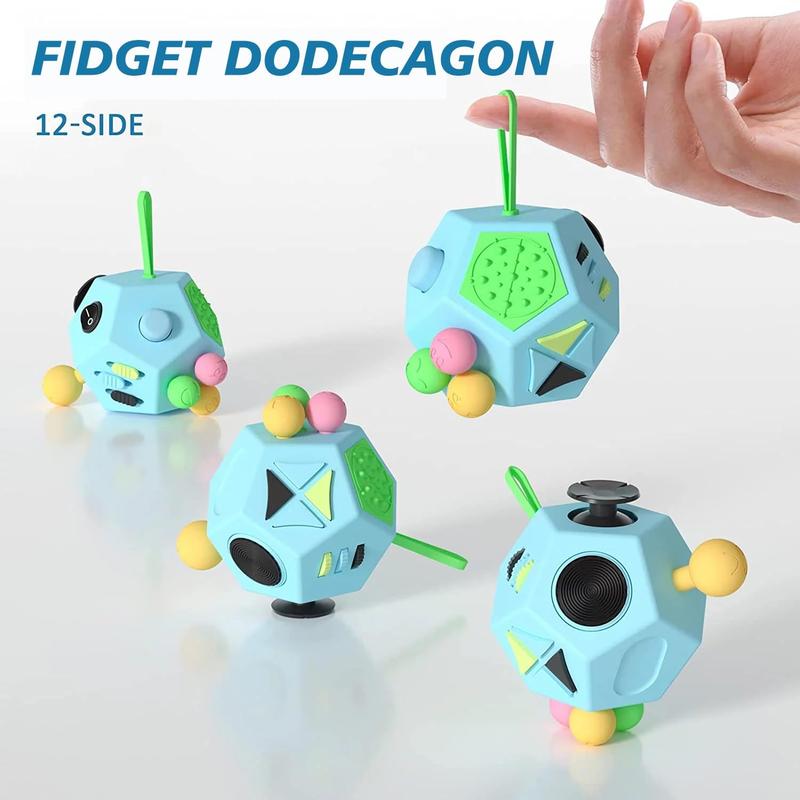 Fidget Dodecagon –12-Side Fidget Toys Cube Relieves Stress and Anxiety Anti Depression Cube for Children and Adults ( Blue Sky)