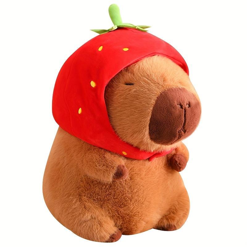 Strawberry Capybara Plush Toy, Summer Gifts, Cute Capybara Anime Fluffy Toy, Creative Birthday and Holiday Gift Options, Room Decor, Thanksgiving, Chrismats Gift Set