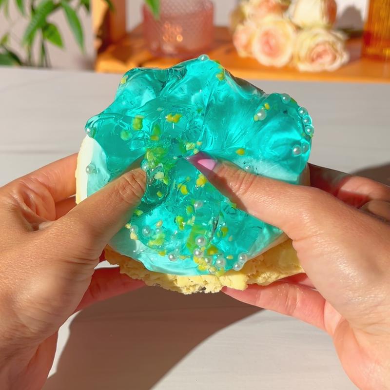 Waikiki Beach Slime • Layered Slime (Clear + Cloud Dough + Cloud) • Pina Colada Scented Slime