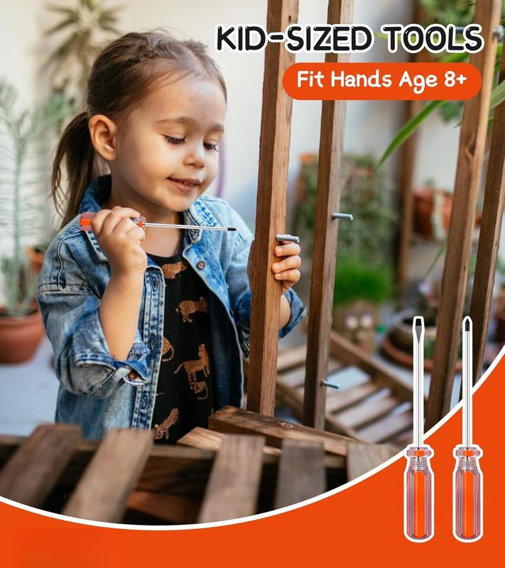 18-Piece Hand Tool Set Kids Real, Tool Kit with Storage Bag for Boys, Girls, Children DIY Building and Woodworking, Age 8+ Tool Set-18 Piece