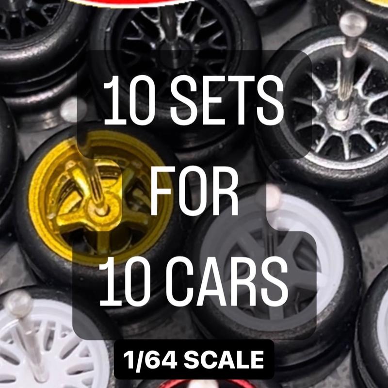 1 64 Scale 10 RANDOM Real Rider Wheels Rims Tires Set Mixed Lot for Hot Wheels