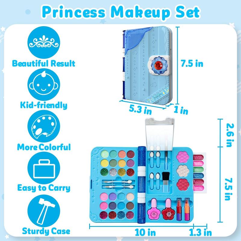 Christmas Gift 48Pcs Kids Makeup Kit for Girl, Washable Play Make Up Toys Set with Mirror, Beauty Dress Up Set Toys for Age 3 4 5 6 7 8 9 10 11 12 Year Old Kids Toddlers Girls, Birthday Girl Gifts