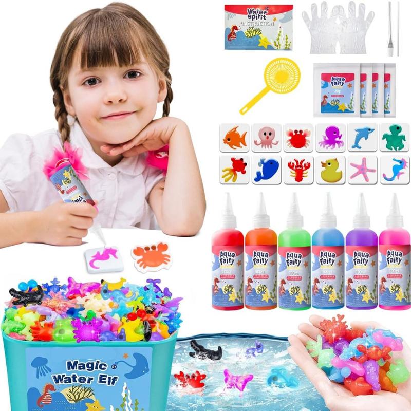 Magic Water Elf Kit - Aqua Fairy Water Gel Set with 12 Shape Molds, 100ml Large Capacity, DIY Creative Water Toy for Kids, 6 Vibrant Colors Perfect Christmas Gift