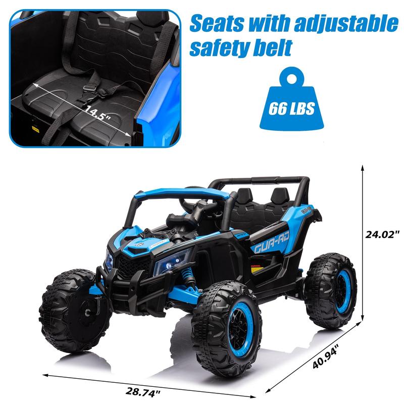 CoCLUB 24V Ride on Toys for Kids, Large Seat Ride on UTV Cars with Remote Control, Battery Powered Kids Car Electric Vehicle with 3 Speed, Bluetooth Music, 4 Wheels Spring Suspension