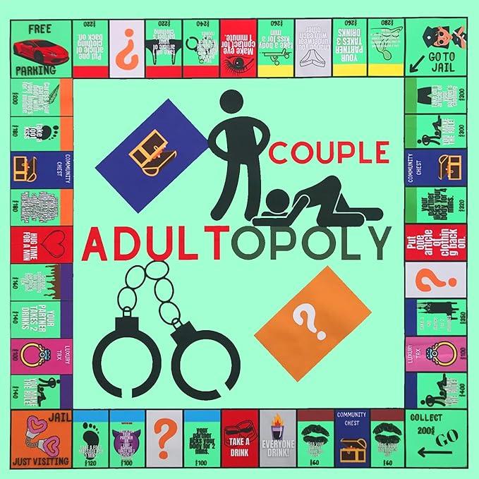 Adultopoly Board Game, Couple Adult Opoly Board Game, Valentines Gifts for Him Her Boyfriend Girlfriend, Birthday Date Night Gifts for Husband Wife,Super Fun Couples Game for Date Night.