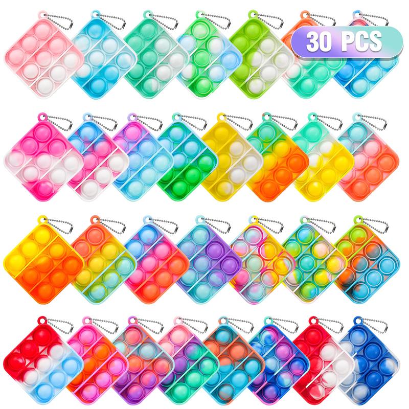 Pop Fidget Toys Bulk Its Party Favors, 30 Pack Mini Pop Keychain It Fidget Toy Fidgets for Classroom Prizes Christmas Stocking Stuffers for Carnival Birthday Goodie Bag Stuffers