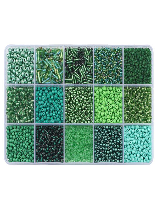 Boho Style Multicolor Ombre Glass Beads, 1 Box 15 Grids Glass Beads, Professional DIY Supplies for Necklace & Bracelet Making