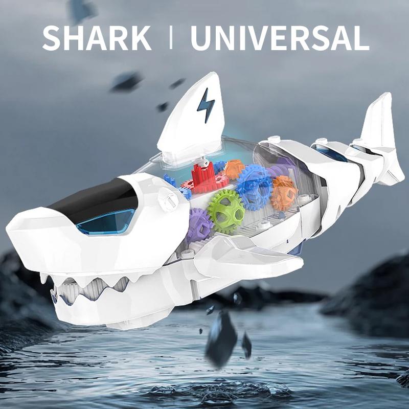 Electric Gear Shark Light Music Simulation Great White Shark Model Toy