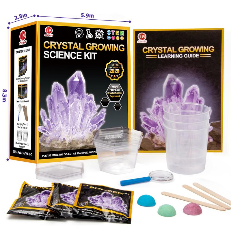 EDUCIRO Crystal Growing Kit for Kids - Grow 6 Large Coloured Crystals, DIY STEM Educational Science Experiments Kits for Boys Girls age 5 6 7 8 9 10, Chemistry Toys as Idea Gift