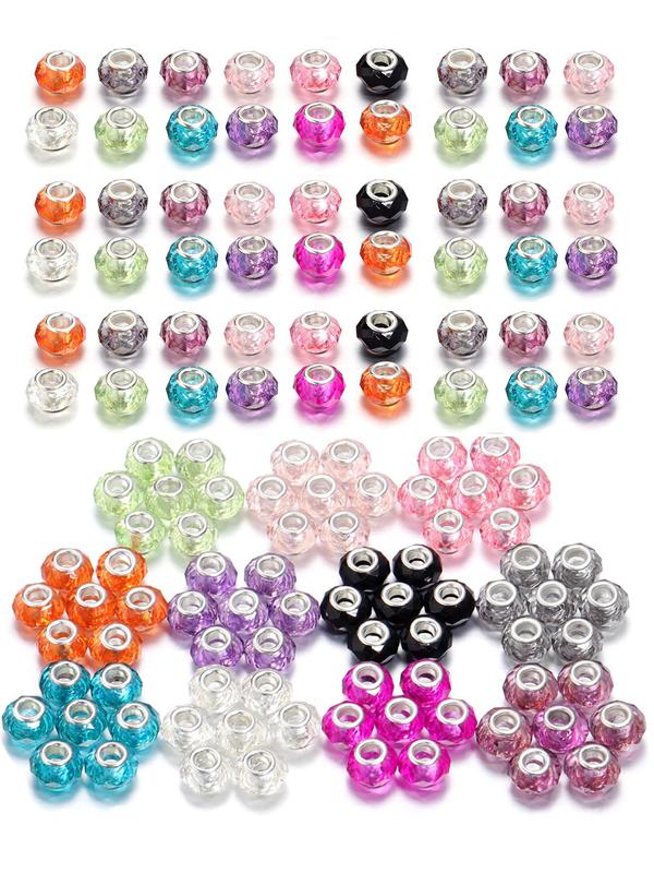 Resin Beads Kit, Large Hole Beads, Solid Color Beads for DIY Bracelet Necklace Keychain, Fashion Accessories for Women & Girls