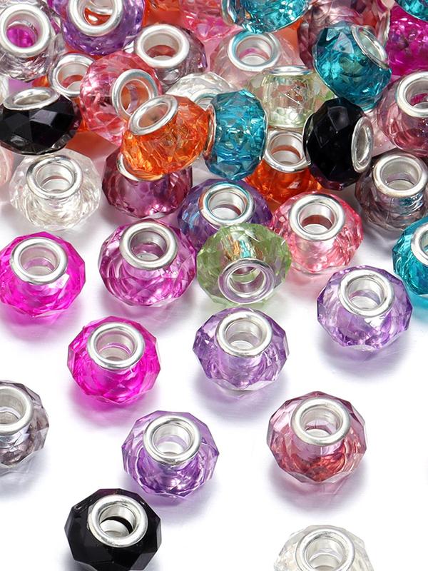 Resin Beads Kit, Large Hole Beads, Solid Color Beads for DIY Bracelet Necklace Keychain, Fashion Accessories for Women & Girls