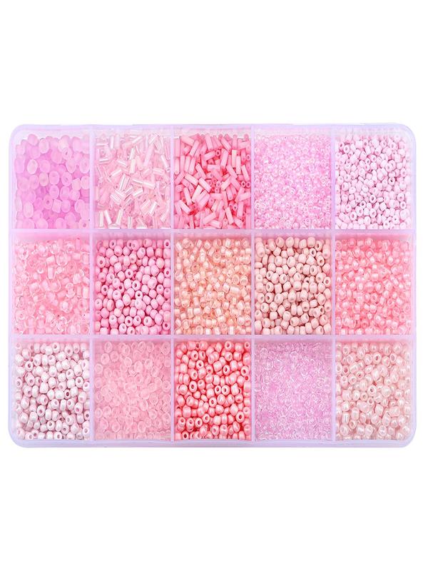 Boho Style Multicolor Ombre Glass Beads, 1 Box 15 Grids Glass Beads, Professional DIY Supplies for Necklace & Bracelet Making