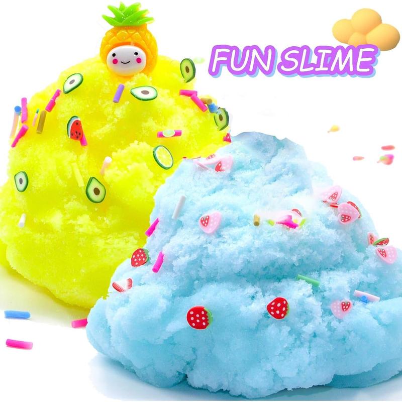 2Color Cloud Slime,Non-Sticky and Super Soft Scented Slime,Birthday Gifts Party Favors for Girl and Boys,Stress Relief Toy.