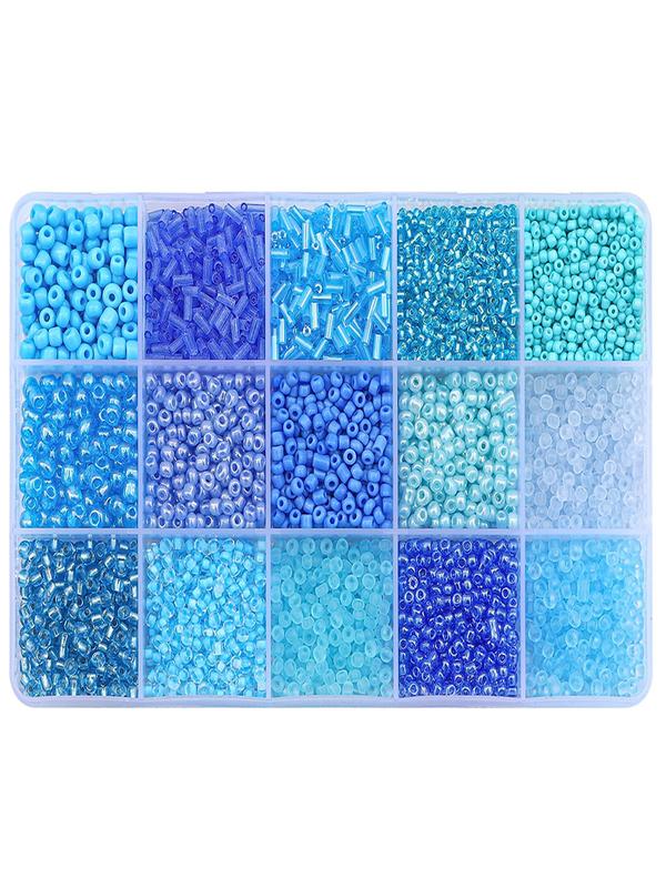 Boho Style Multicolor Ombre Glass Beads, 1 Box 15 Grids Glass Beads, Professional DIY Supplies for Necklace & Bracelet Making