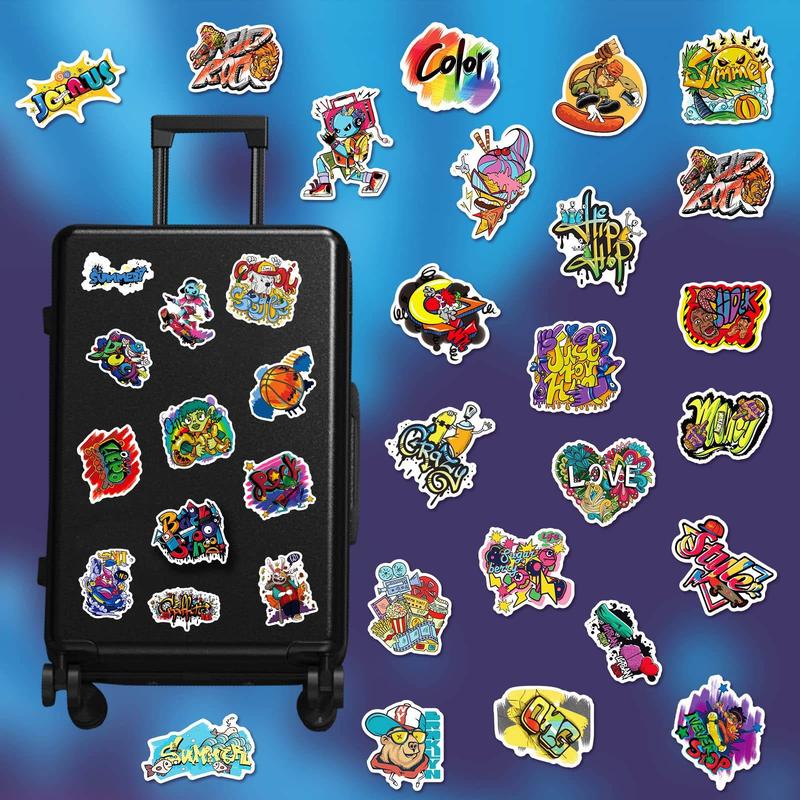 Graffiti Letter Graphic Decorative Sticker, 100pcs Pack Creative Waterproof Sticker, Naughty Stickers For DIY Scrapbook Laptop Luggage Decoration, DIY Creative Toys, Scrapbooking Supplies