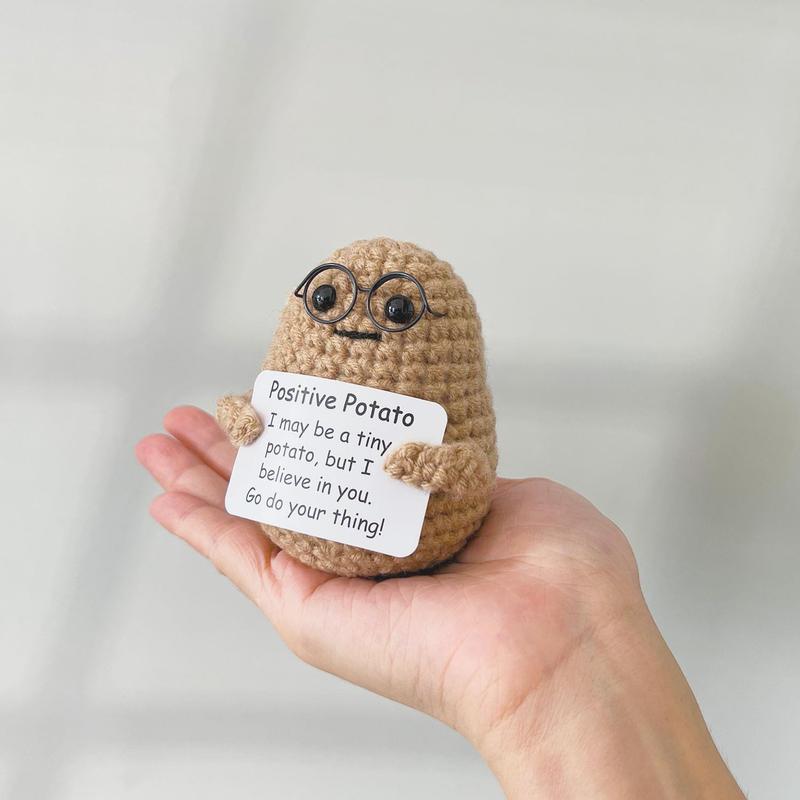 Positive Potato Crochet Funny Gifts with Positive Card for Cheer Up, Birthday Gifts for Friends Women, Graduation Gifts