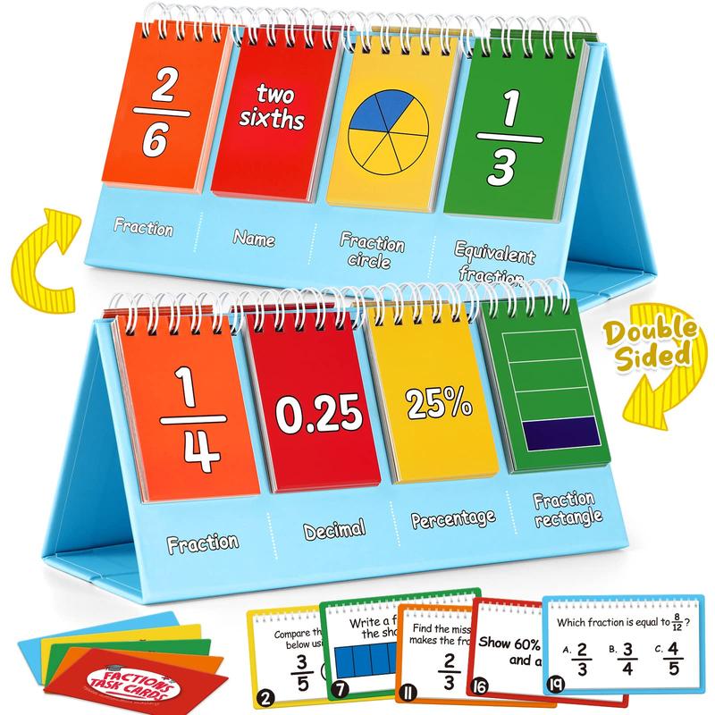 Torlam Fraction Manipulatives for Elementary School, Fraction Circles & Percentage & Decimal Flip Chart, Math Games Math Manipulatives for 1st, 2nd, 3rd, 4th, 5th, 6th Grade Homeschool Supplies