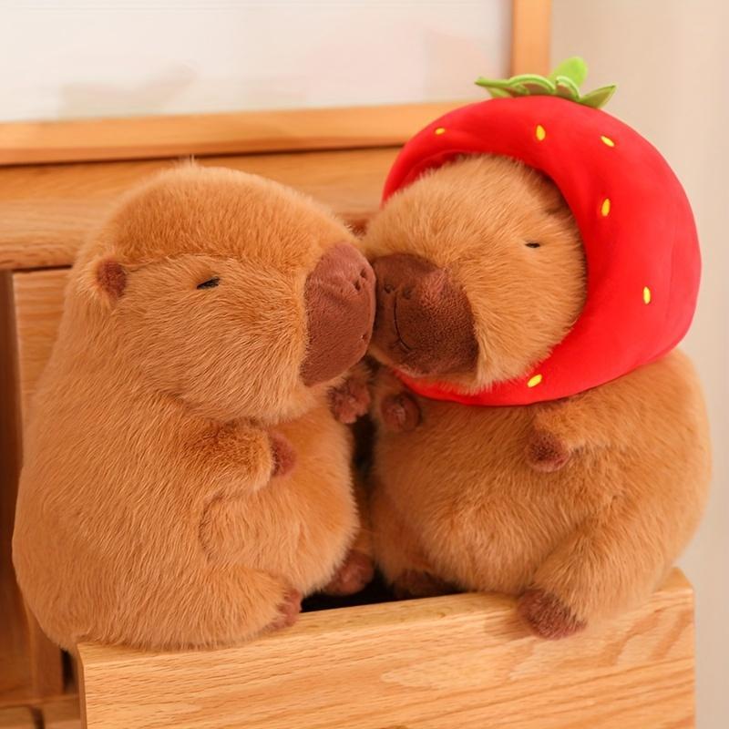 Strawberry Capybara Plush Toy, Summer Gifts, Cute Capybara Anime Fluffy Toy, Creative Birthday and Holiday Gift Options, Room Decor, Thanksgiving, Chrismats Gift Set