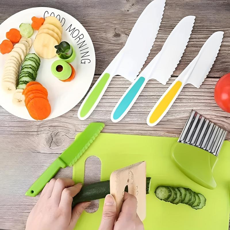 16 Piece Safeslice Kiddo Safe Kitchen Set, Montessori Kitchen Tools Cooking Set Real Toddler Safe Knife Set for Real Cooking with Plastic Toddler Kitchen Supplies for Beginners Eid Mubarak，firstsellers