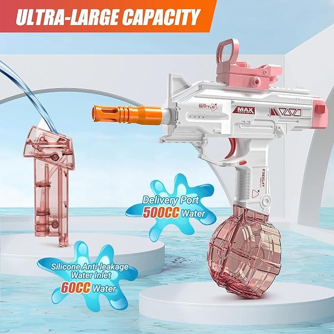 Summer children's fully automatic water shooting toy, large capacity water storage 500+cc electric water spray, outdoor beach, home swimming pool water battle game