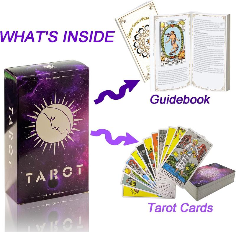 Tarot Cards Deck with Guidebook,78 Classic Tarot Cards Deck Standard Size 4.75