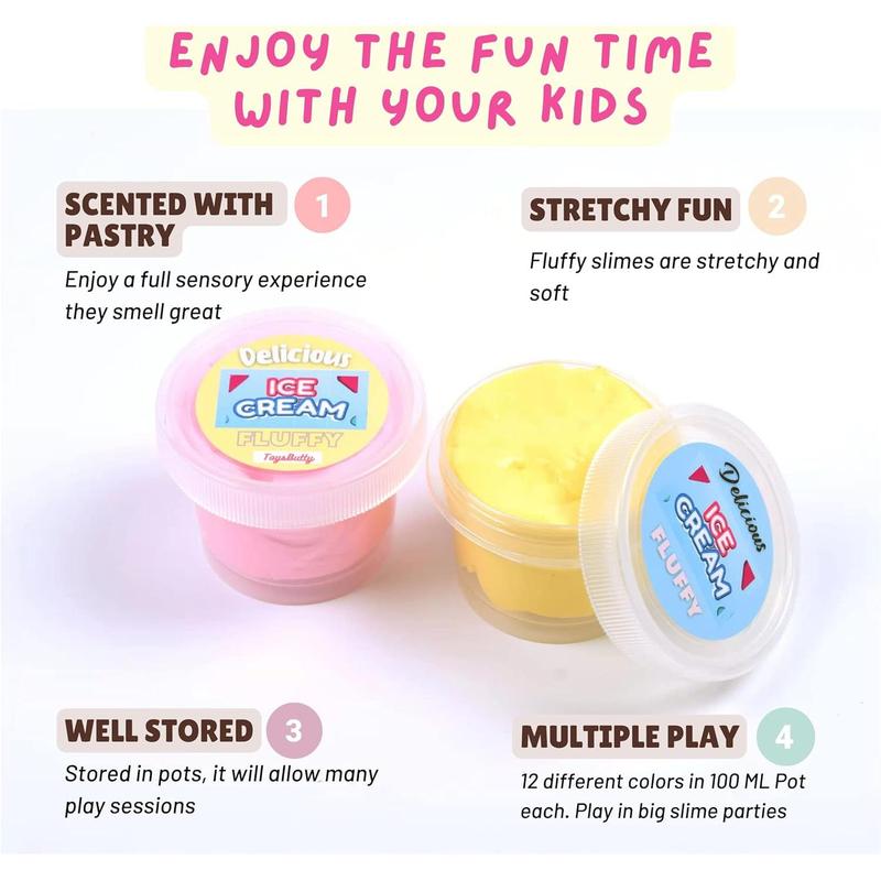 Butter Slime Kit for girls, 12-color soft-scented slime ice Cream making kit with 21 slime accessories in gift box, including charms and additions, suitable for boys and girls toy party gifts