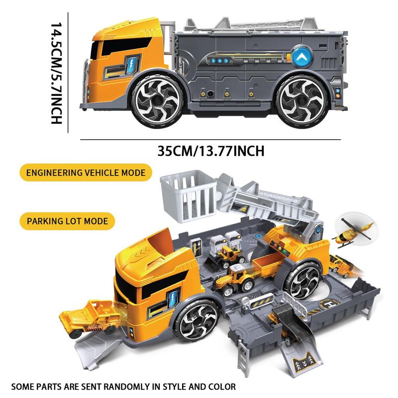 Construction Vehicle Toy with Random Mini Car, 1 Box Parking Lot Mode Engineering Vehicle Toy, Birthday Gift for Boys & Girls