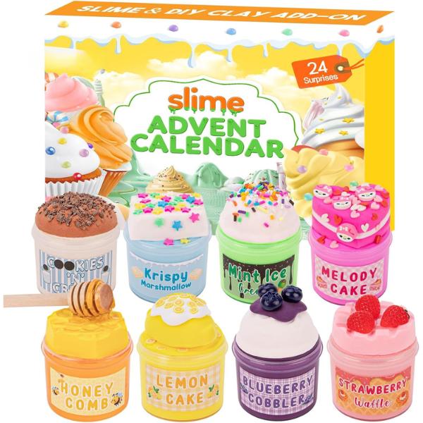 Advent Calendar 2024 Christmas Countdown Calendars 24 Days of Surprises with DIY Clay Slime Toys Kit Gifts for Toddler Kids Girls Boys thanksgiving