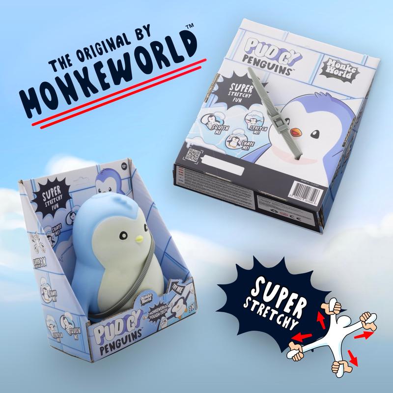 MonkeWorld Original Blue Pudgy Penguin - Sensory Stress Relief & Anti-Anxiety Fidget Toy