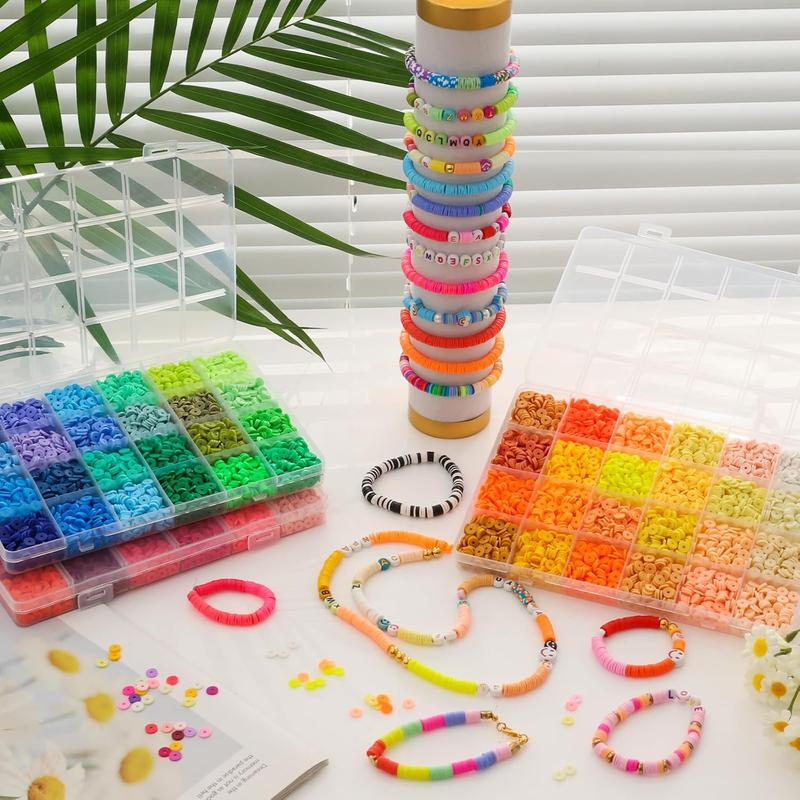 23000 count Clay Beads Bracelet Making Kit, 6Boxes 125Colors Friendship Polymer Beads and 5 Styles Letter Beads with  Making Accessories and 3 Rolls Crystal Cord for Crafts Christmas Gifts