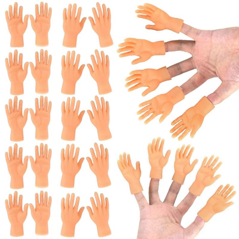 30 Pack Tiny Finger Hands Mini Rubber Finger Puppets, Miniature Small Hands Ealistic Cute Little Hand Finger for Gifts Puppet Show Prank Gag Performance Party Favors