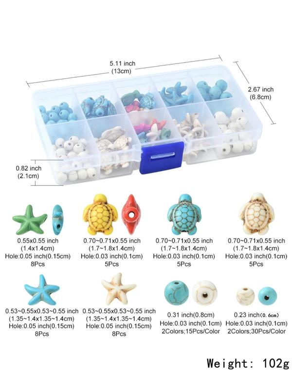 Cute Marine Animal Design Bead Kit, DIY Jewelry Making Supplies for Bracelet & Necklace & Earrings, Basic DIY Fashion Accessories for Women & Girls for Daily Use