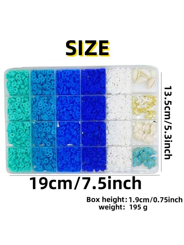 Boho Style Multicolor Beads & Turtle & Shell & Starfish Design Charms, 1 Box 24 Color Beads & Pendants, DIY Jewelry Making Supplies for Bracelet & Necklace & Earrings